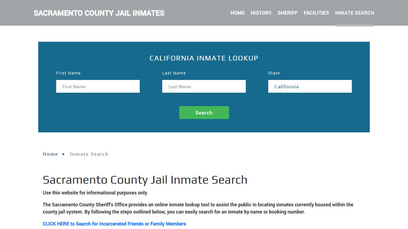 Sacramento County, CA Detainee Lookup