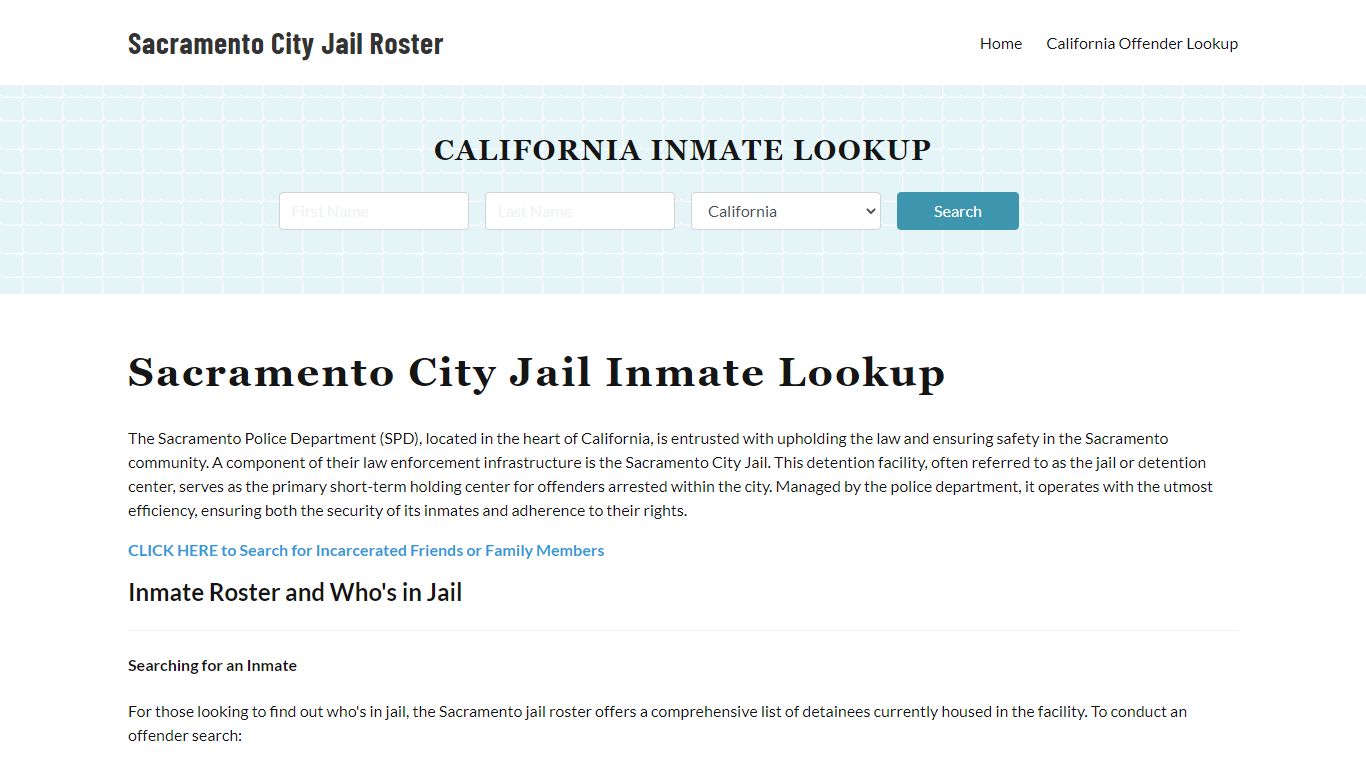 Sacramento Police Department & City Jail, CA Inmate Roster, Arrests ...